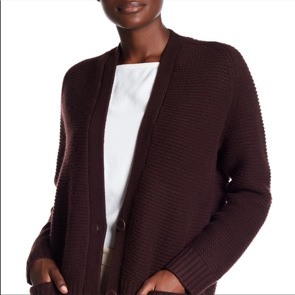 VINCE Wool & Cashmere Long V-neck Cardigan